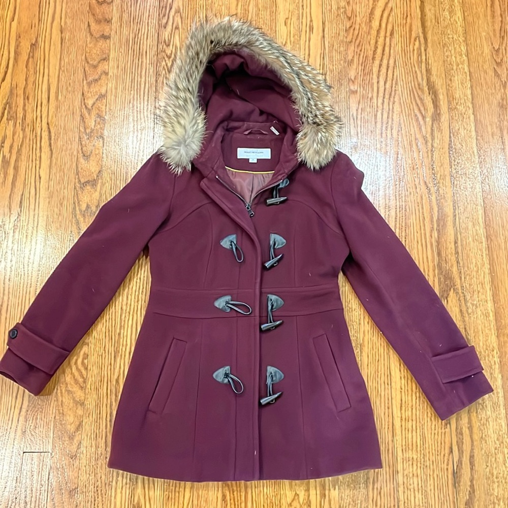 Mark New York maroon wool pea coat